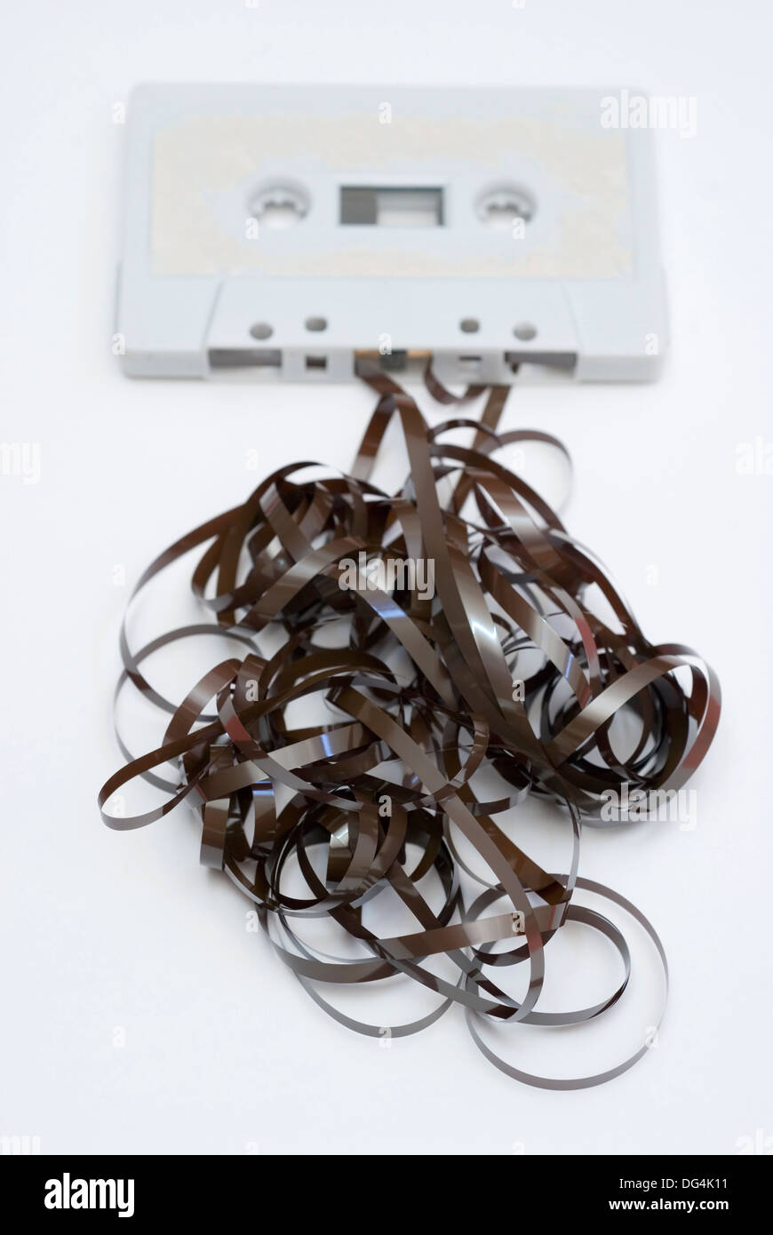 tangled tape outside an old audio cassette Stock Photo Alamy