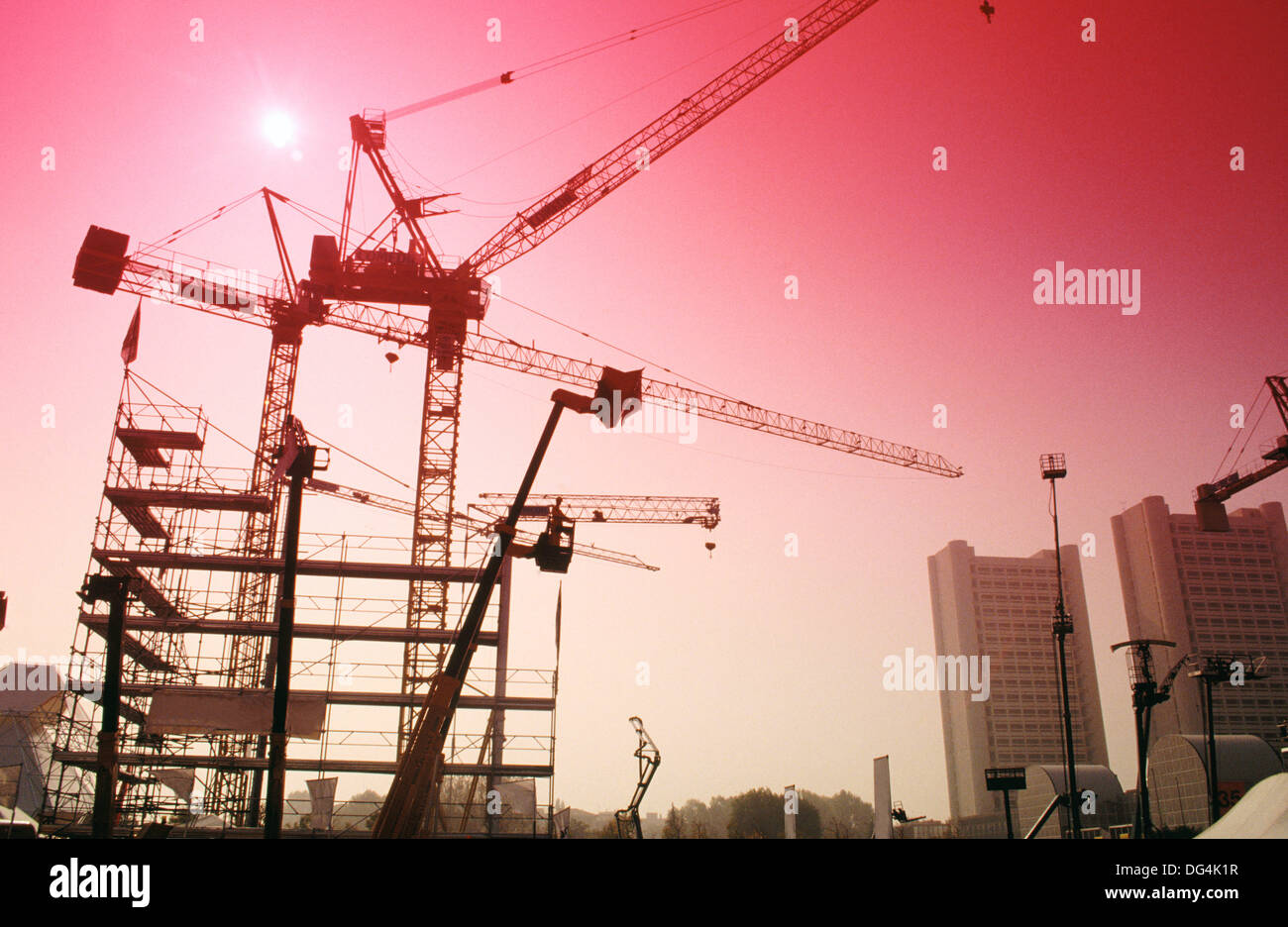 Construction cranes. Bologna. Italy Stock Photo Alamy