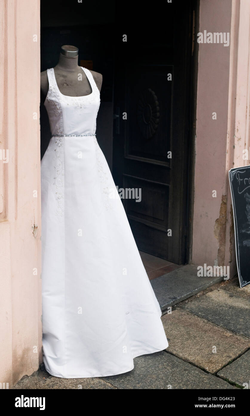 Wedding dress on the street, Prague, Czech Republic Stock Photo Alamy