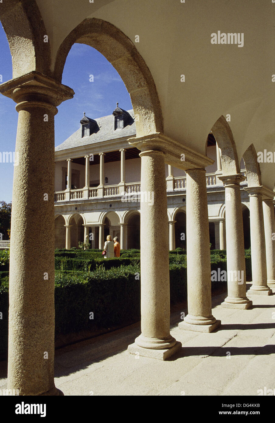 Arcade in Frailes garden, San Lorenzo del Escorial monastery. Madrid province, Spain Stock Photo