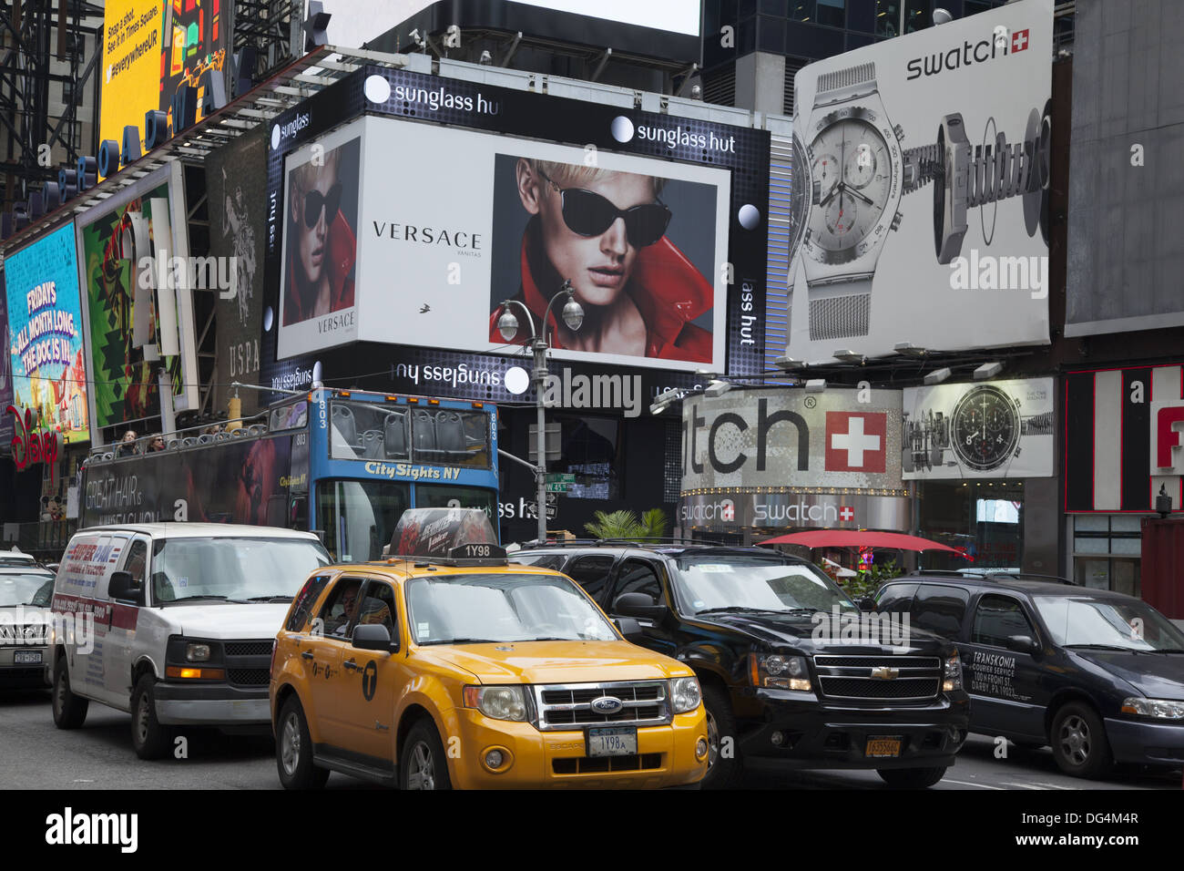 Times Square at 45th Street is always jammed with traffic, NYC. Stock Photo