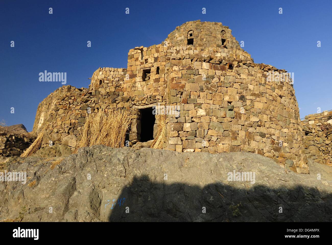 historic stone house in the mountain village of Shaharah, Yemen, Arabia
