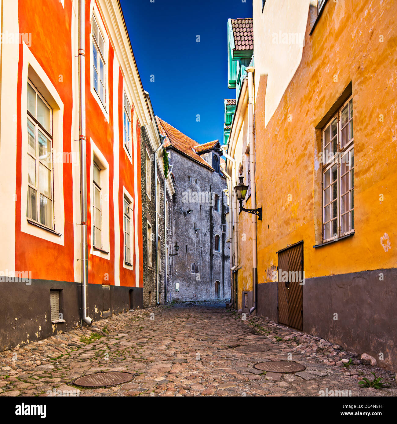Alleyway on Toompea Hill in Tallinn, Estonia. Stock Photo