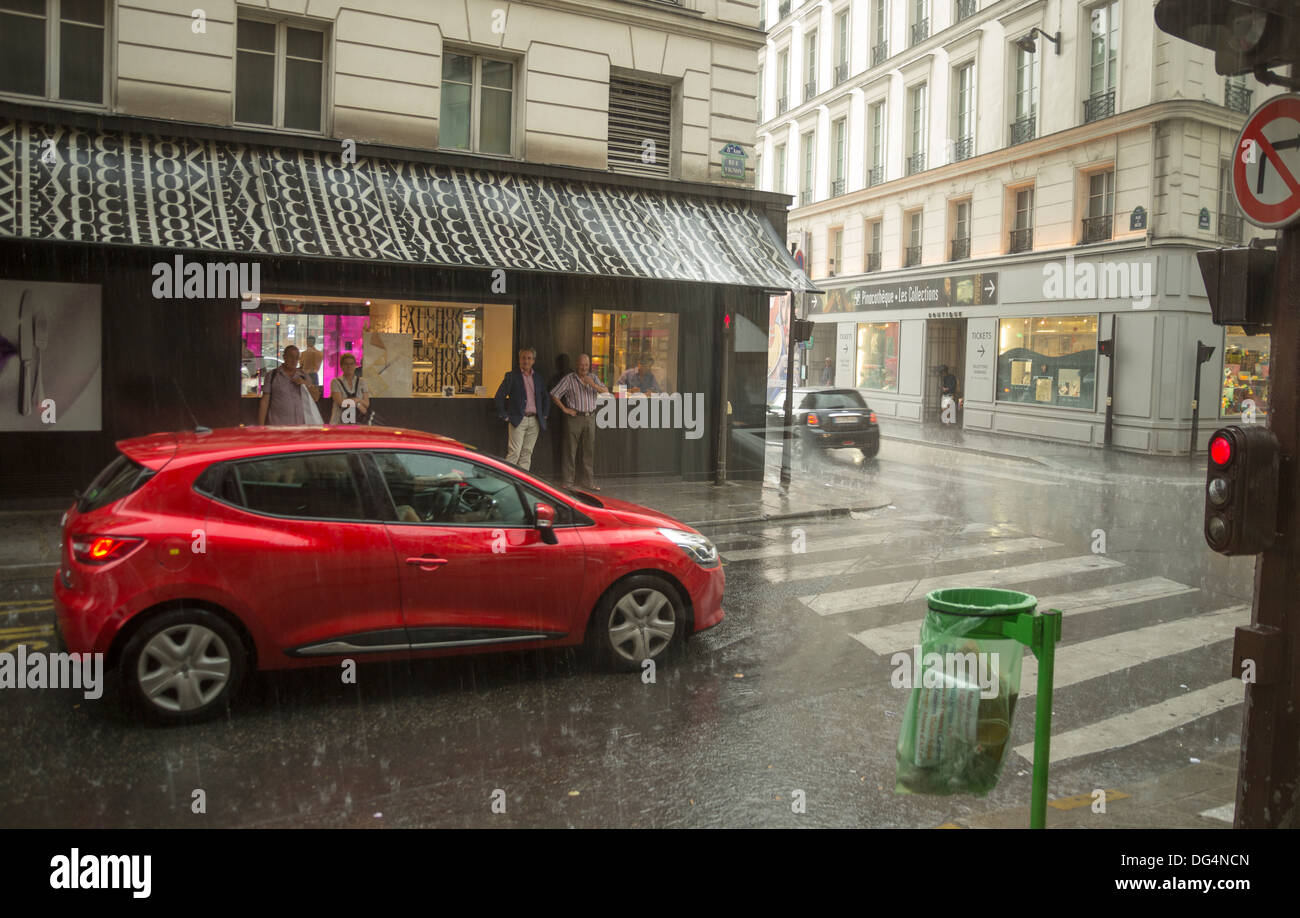 A summer rain shower in Paris, France Stock Photo