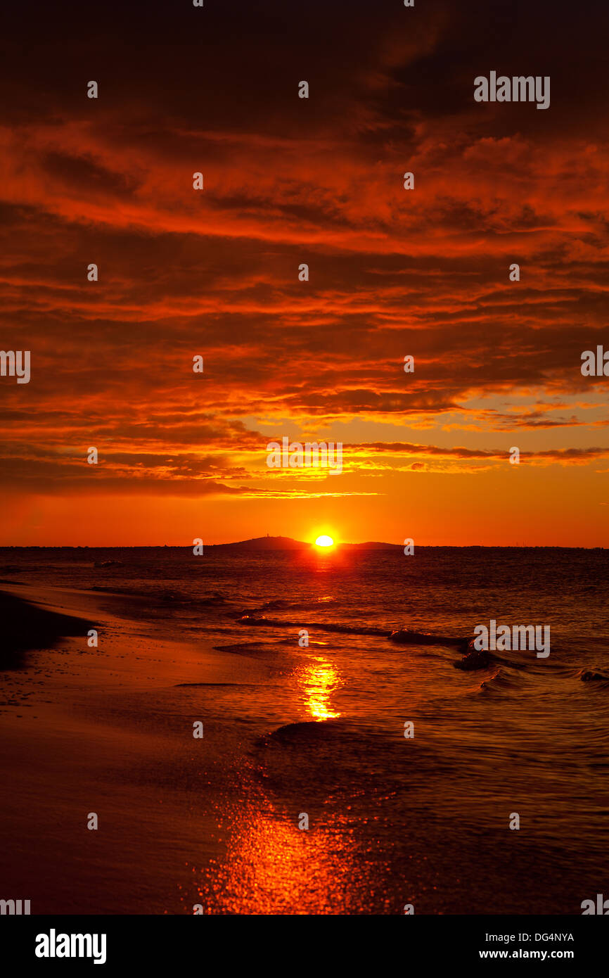 Beautiful Sunrise Above The Ocean With Clouds Stock Photo Alamy