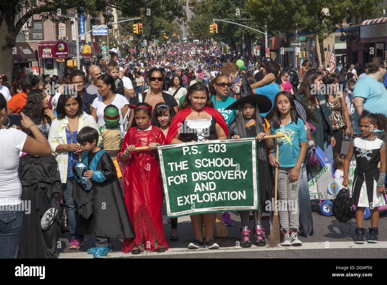 Costumed children march in the annual ragamuffin Parade in Bay Ridge
