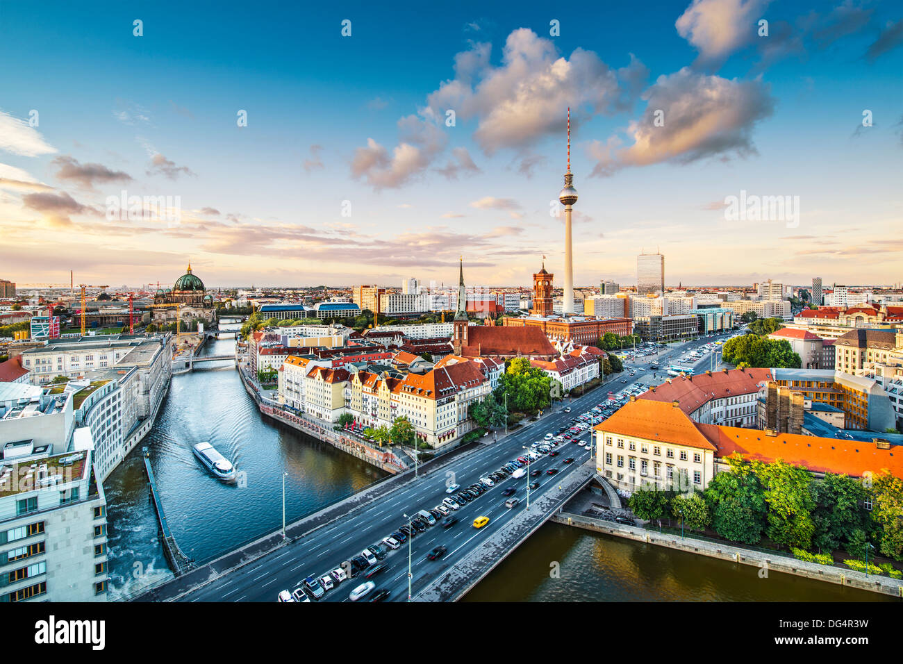 Berlin, Germany viewed from above the Spree River. Stock Photo