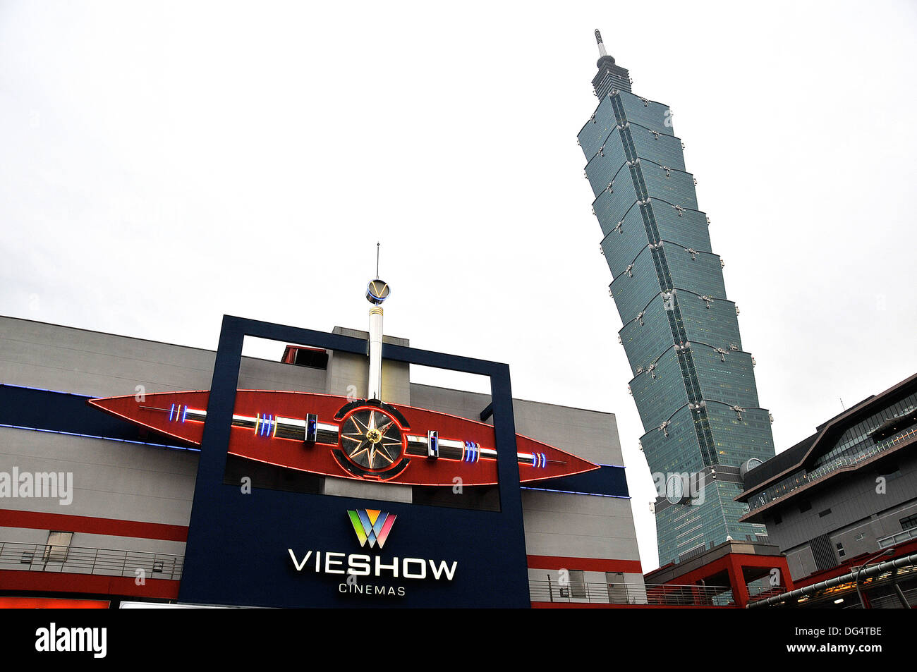 Vieshow cinemas and 101 tower Taipei Taiwan Stock Photo