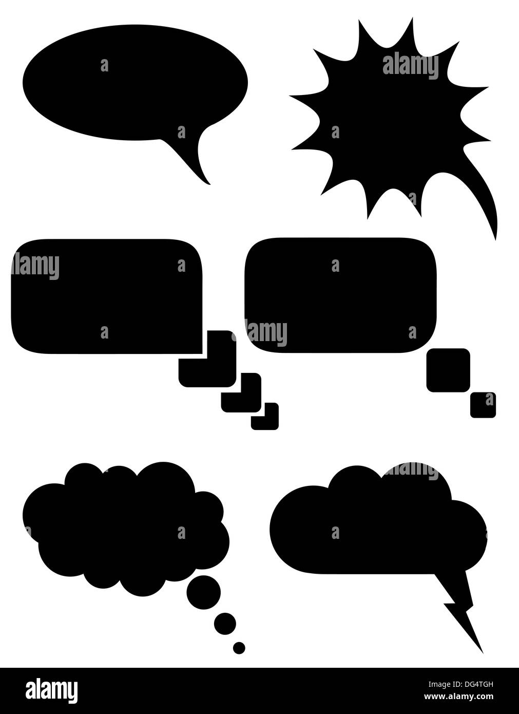 set icons speech bubbles dreams black silhouette illustration isolated ...