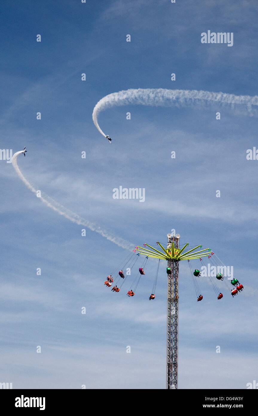 Air show planes flying around carousel geneva days geneva