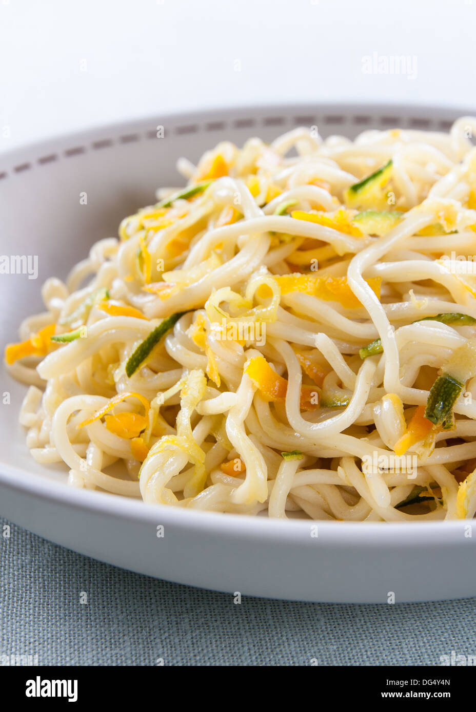 Chinese noodle dish sauteed with vegetables Stock Photo