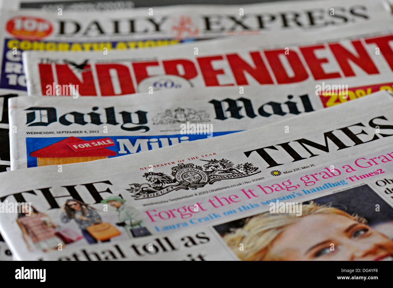 Close-up of daily newspapers Stock Photo