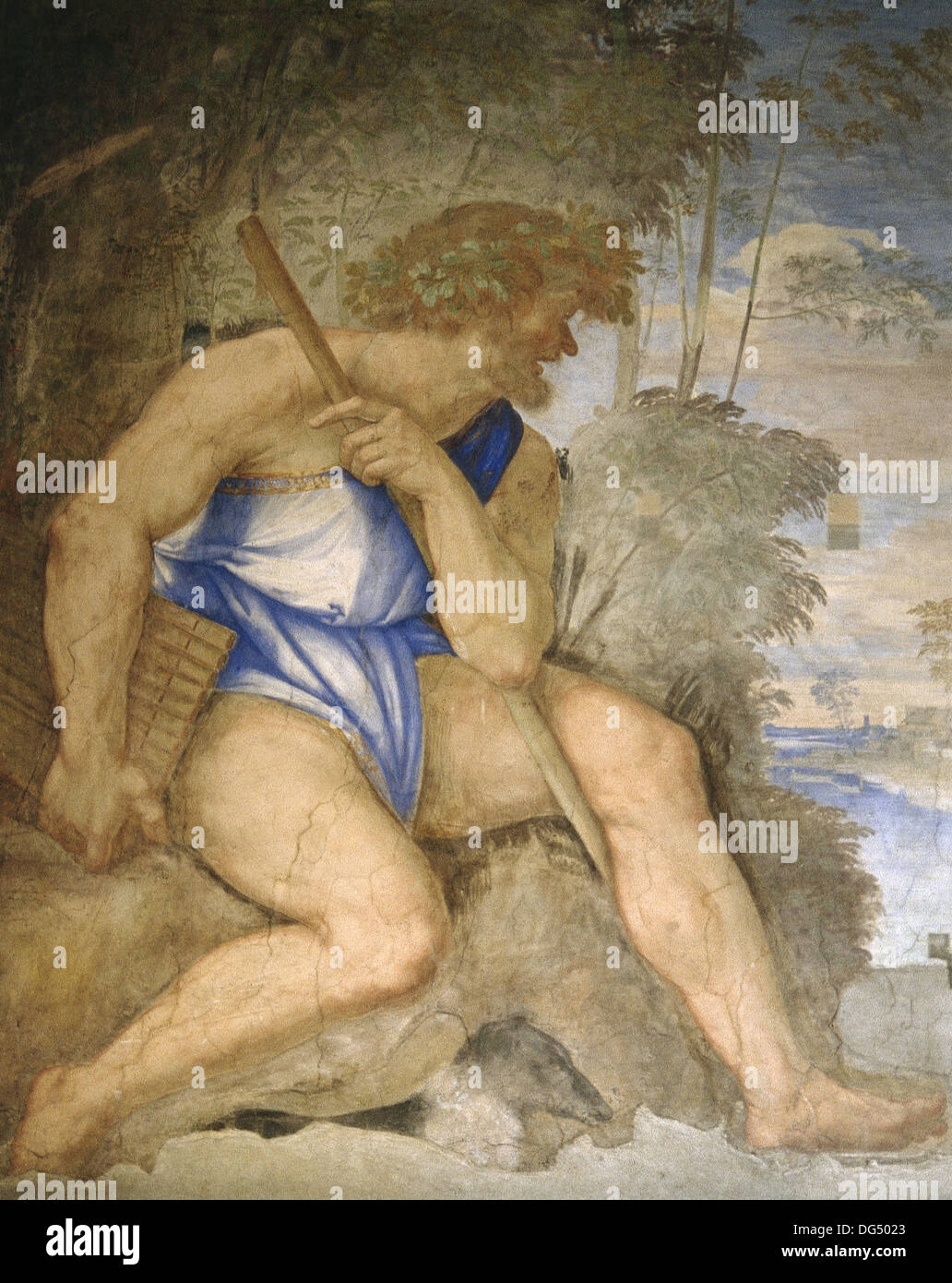 Baldassare Peruzzi (1481-1536). Polyphemus. Cyclope. Fresco. Villa Farnesina. Renaissance. Rome. Italy. Stock Photo