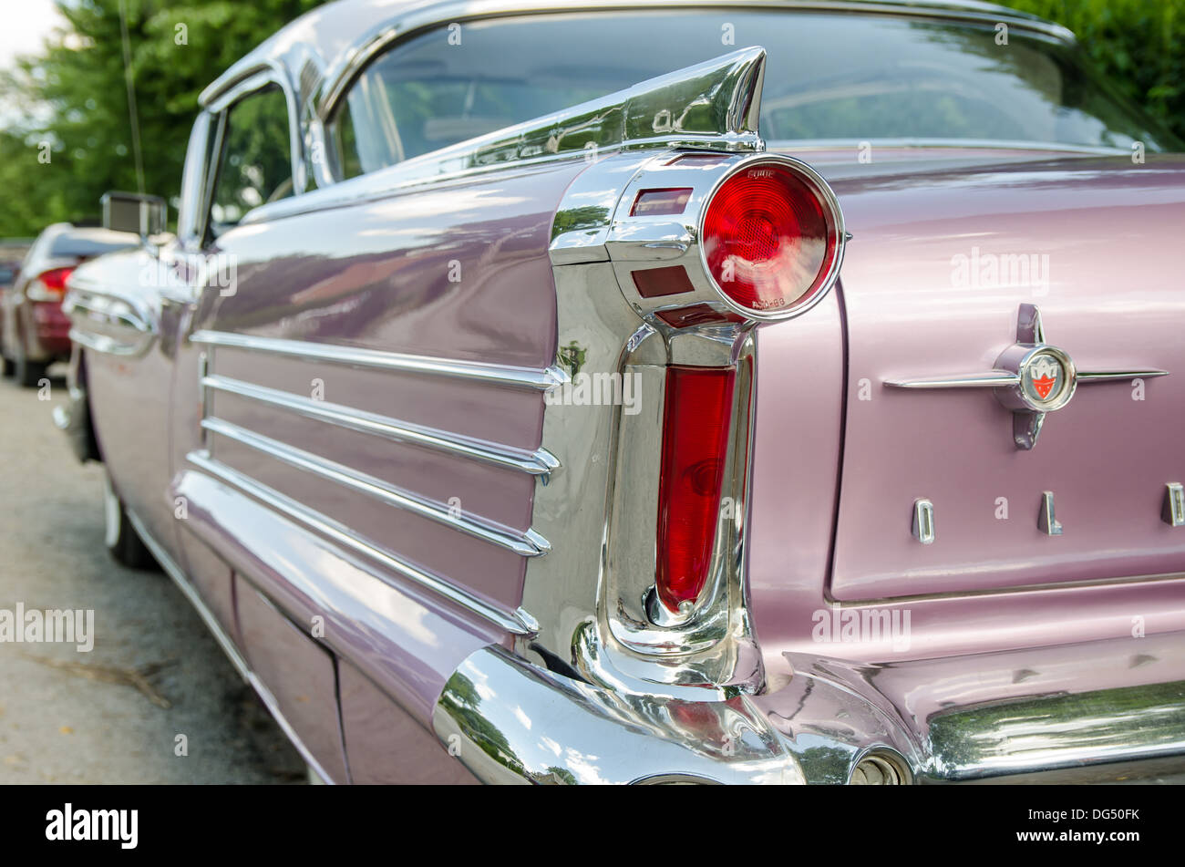 1958 Oldsmobile 98 Holiday Coupé at an Art Show in Erieau, Ontario. Stock Photo