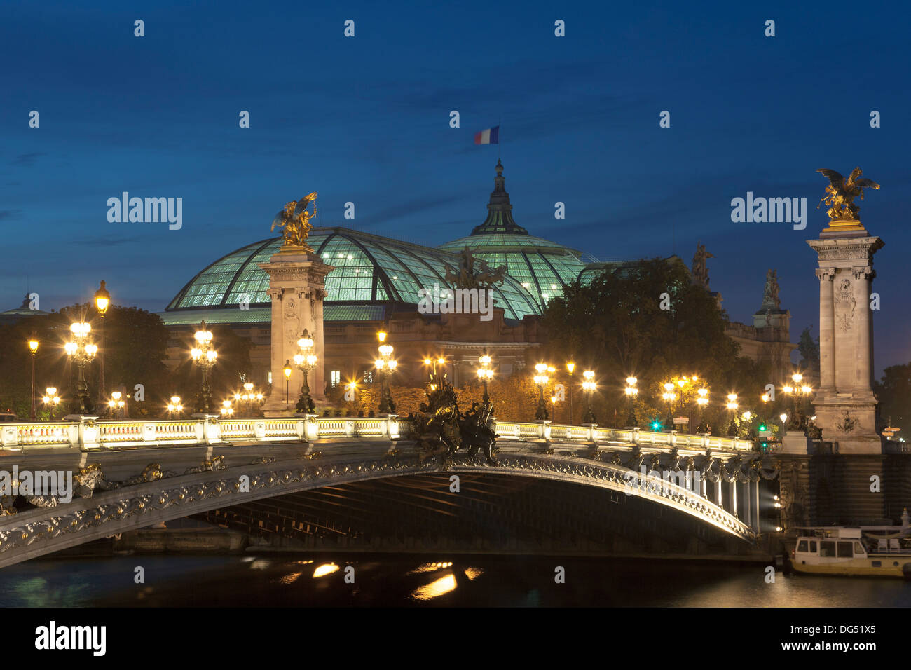 Alexander III bridge and Grand palais, Paris, Ile de France, France Stock Photo