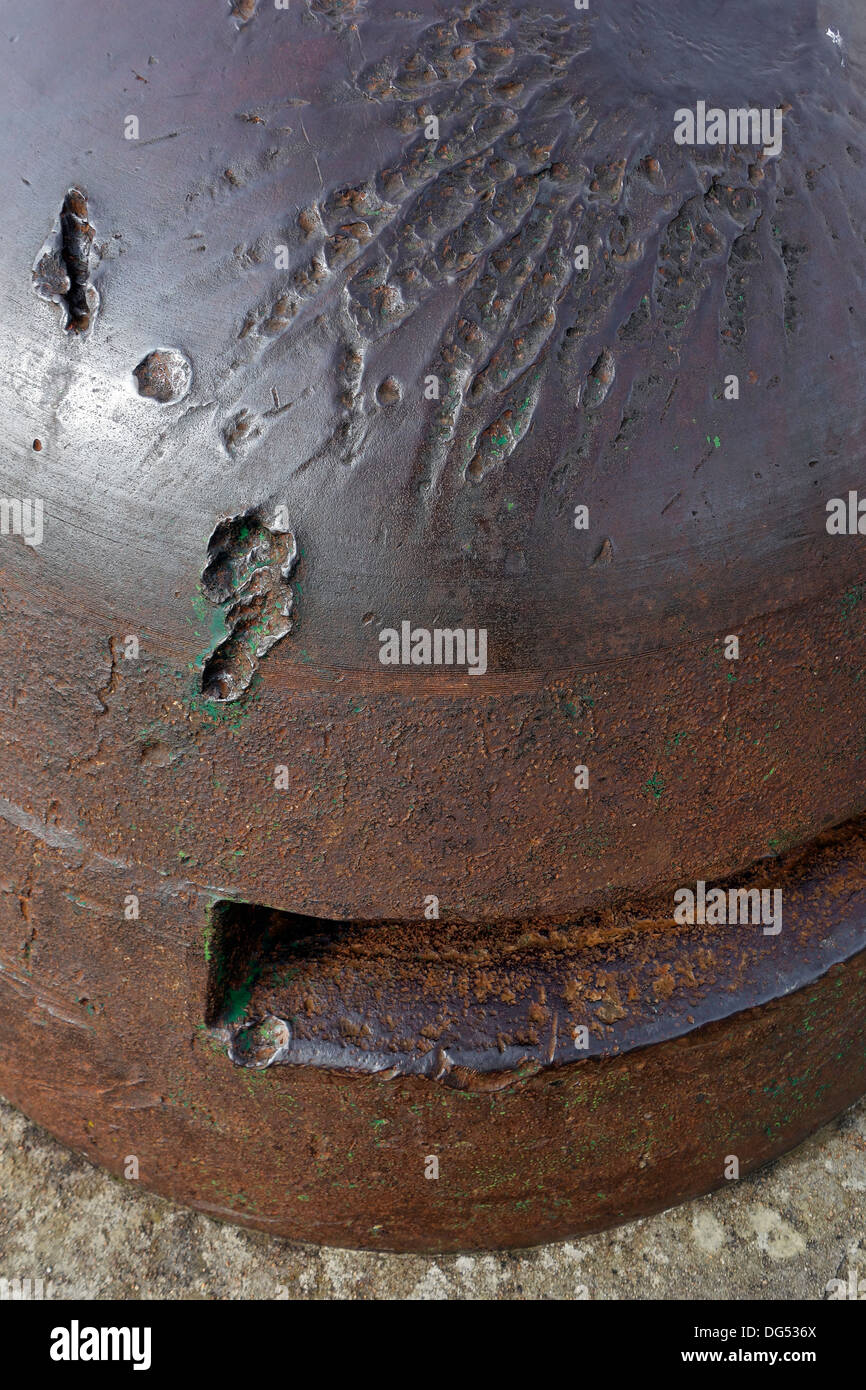 World War One armoured observation turret showing impact of WW1 bullets and grenade, Fort de Douaumont, Battle of Verdun, France Stock Photo