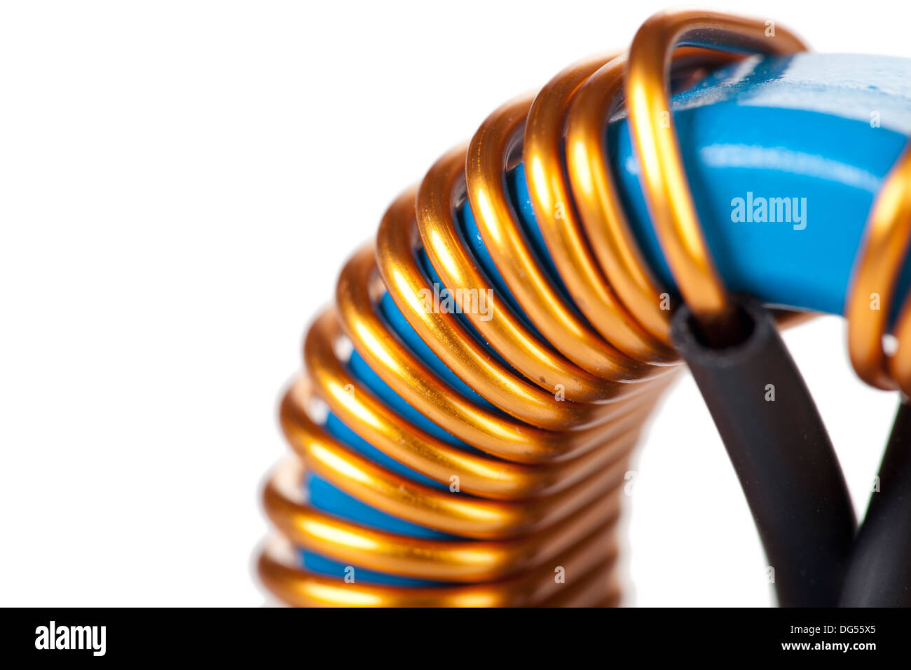 Detail Closeup View of a Industrial Toroidal Choke Coil isolated on