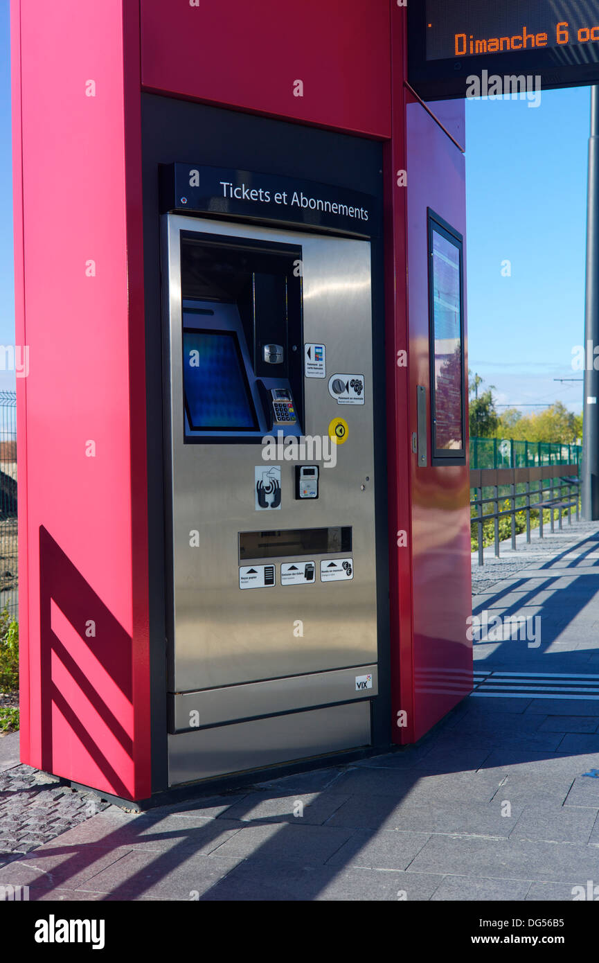 Ticket machine on new tram system, Tours, France Stock Photo