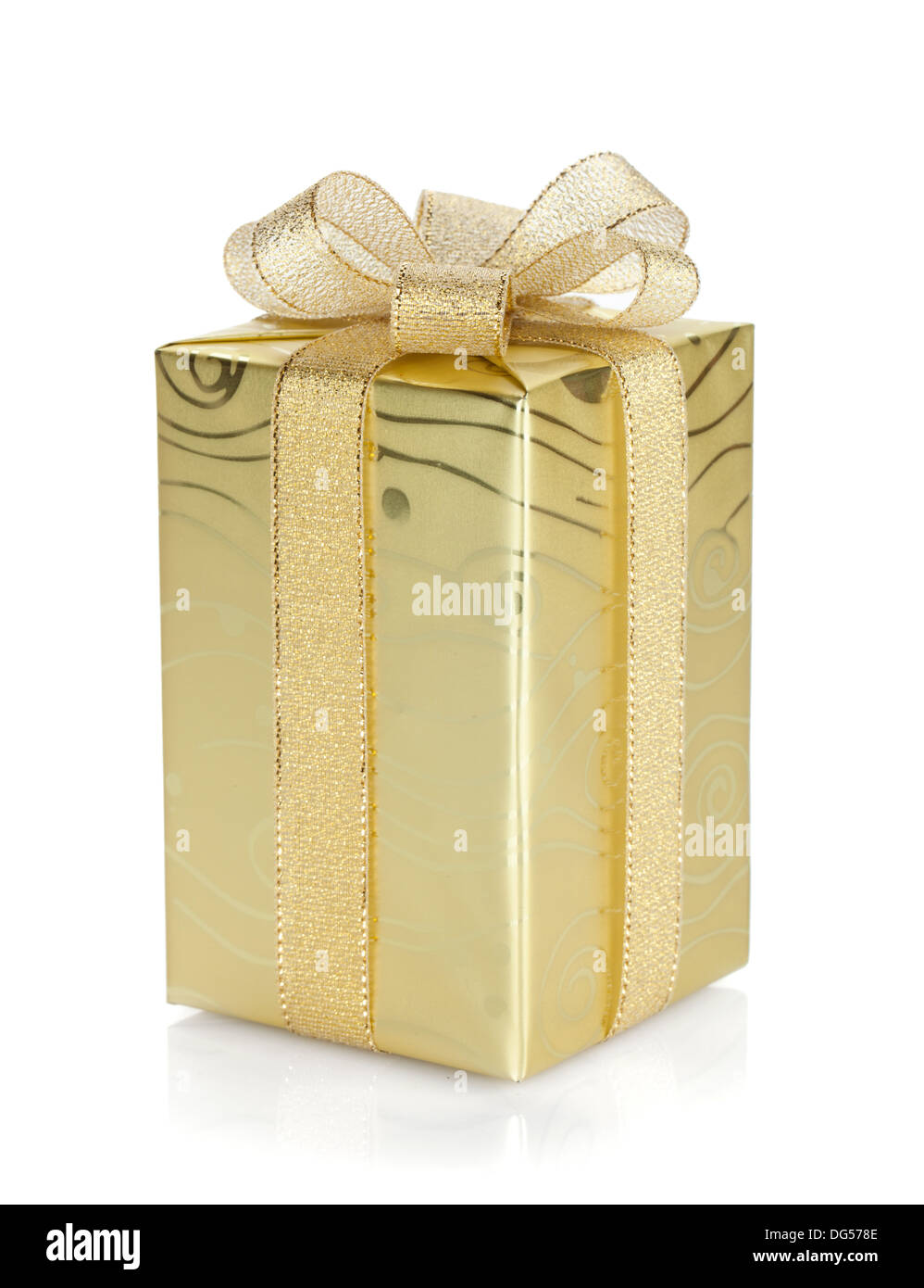 Gift box with ribbon and bow. Isolated on white background Stock Photo ...