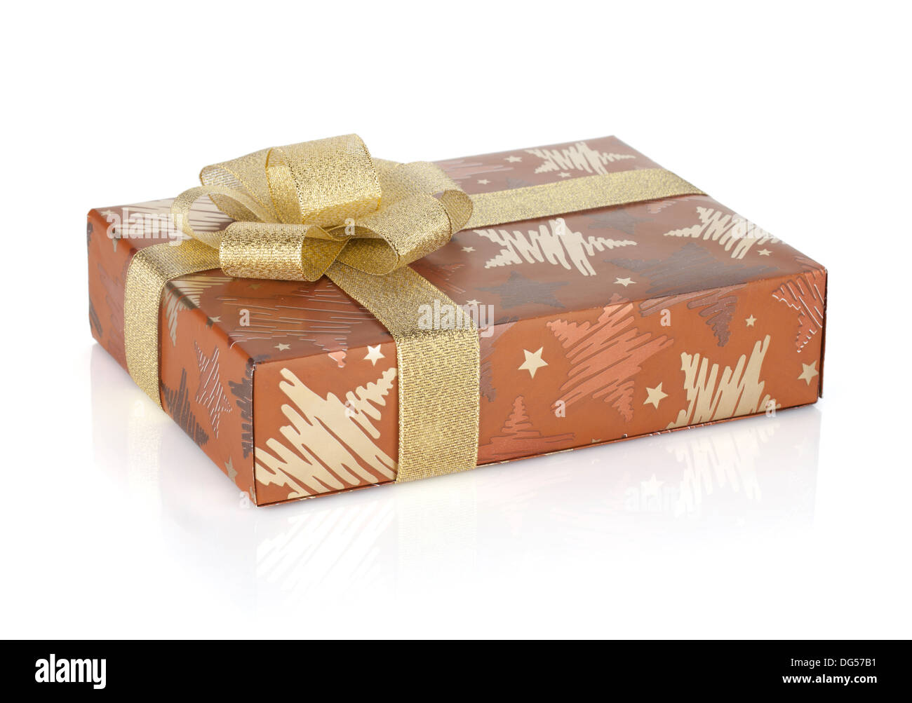 Gift box with ribbon and bow. Isolated on white background Stock Photo ...