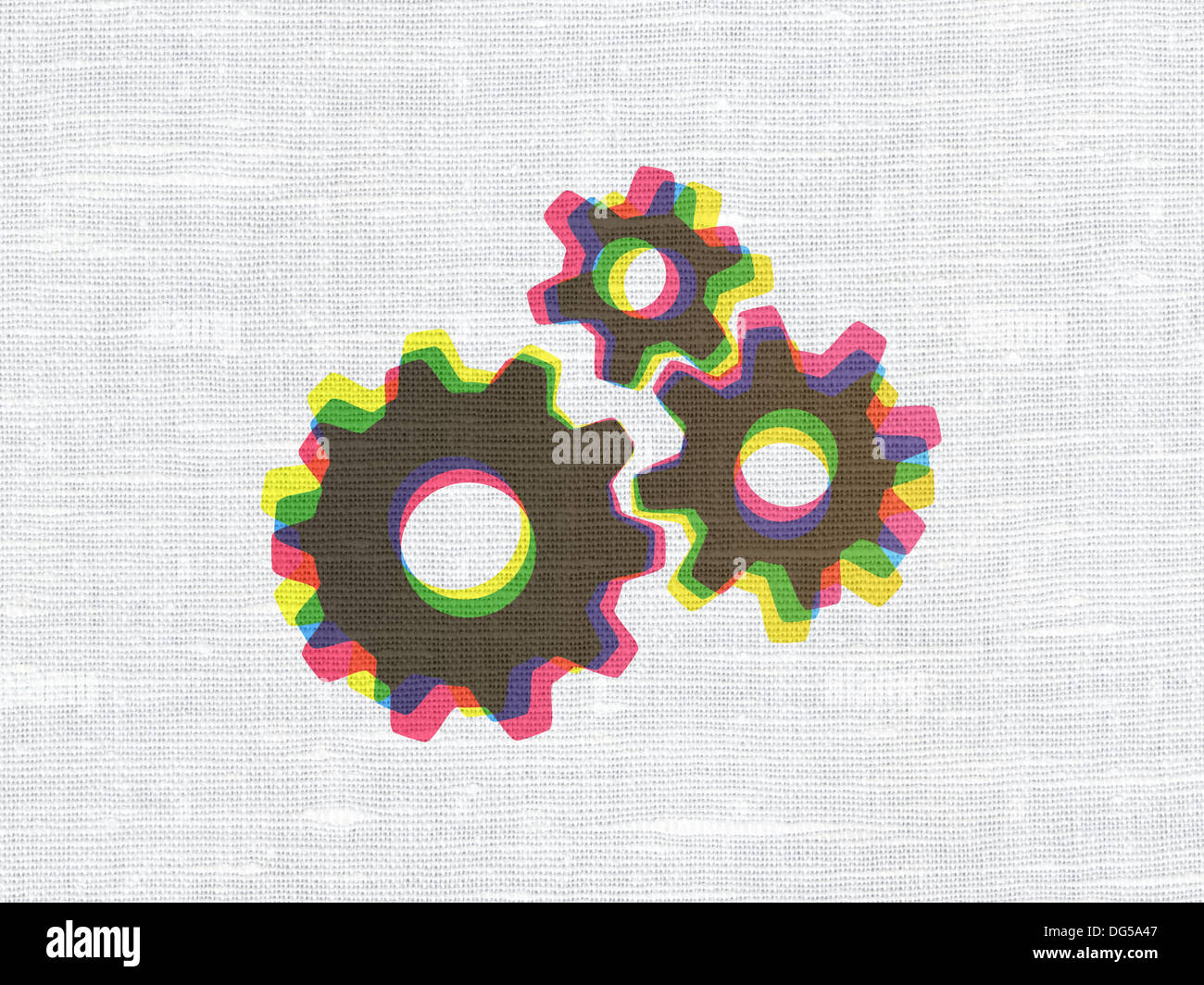 Information concept Gears on fabric texture background Stock Photo Alamy