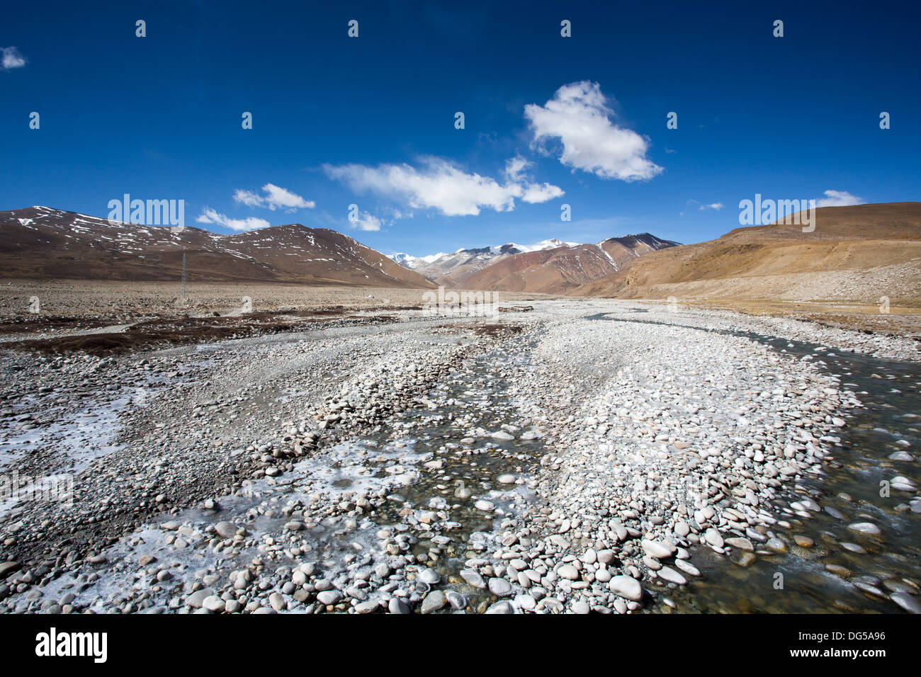 Landscape along the Friendship Highway between Tibet and Nepal Stock Photo
