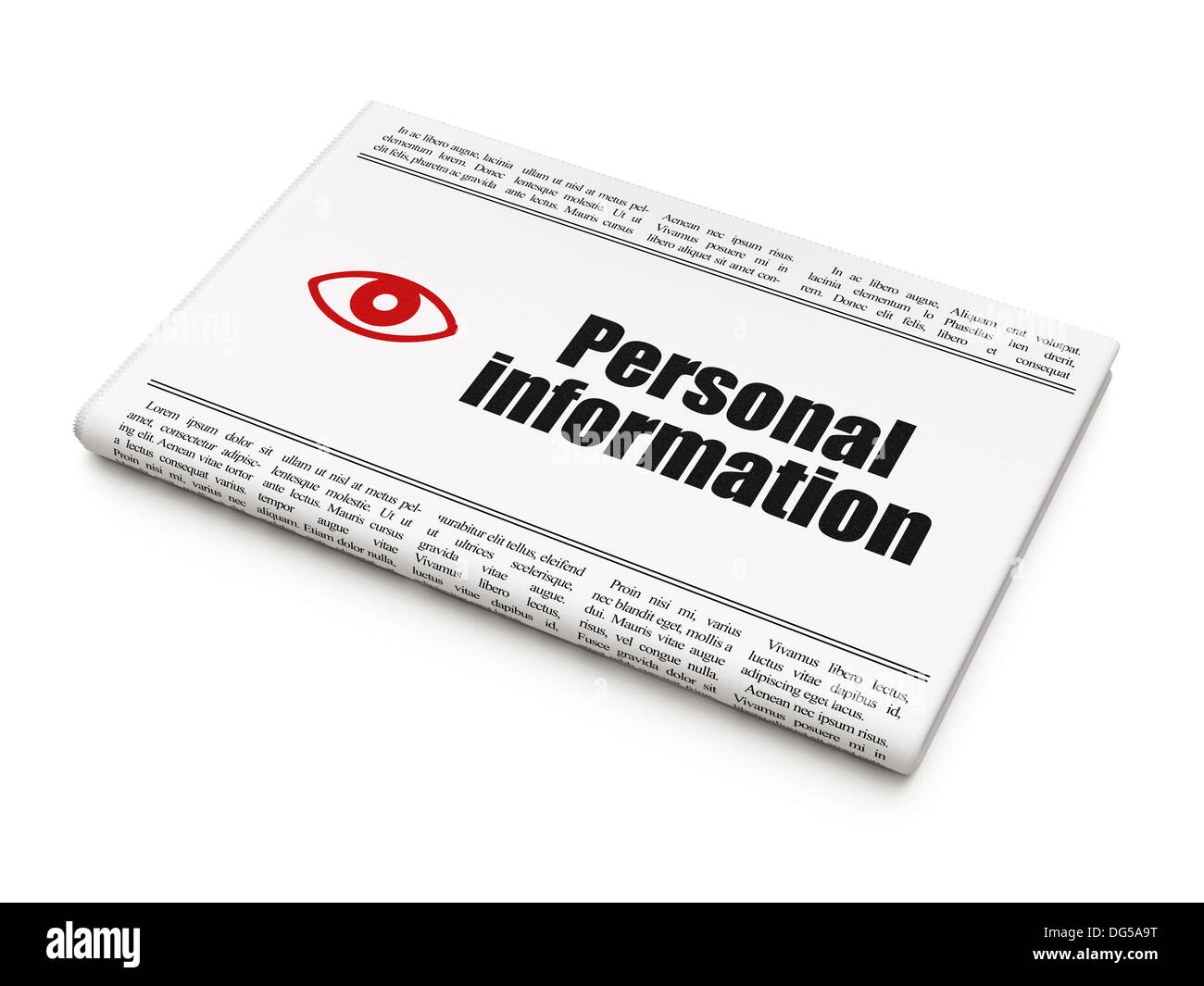 Safety news concept newspaper with Personal Information and Eye Stock