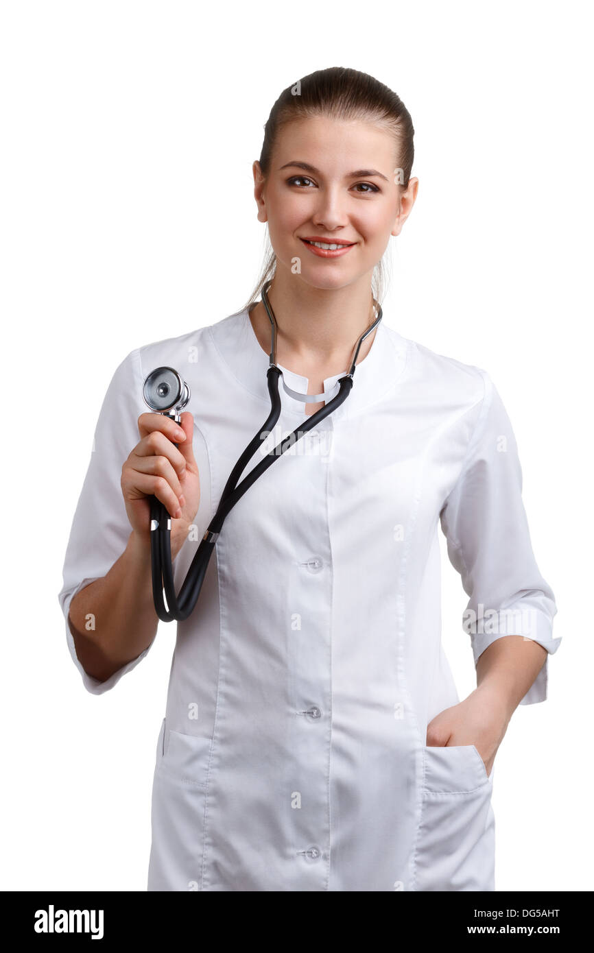 Woman in white medical gown hi-res stock photography and images - Alamy