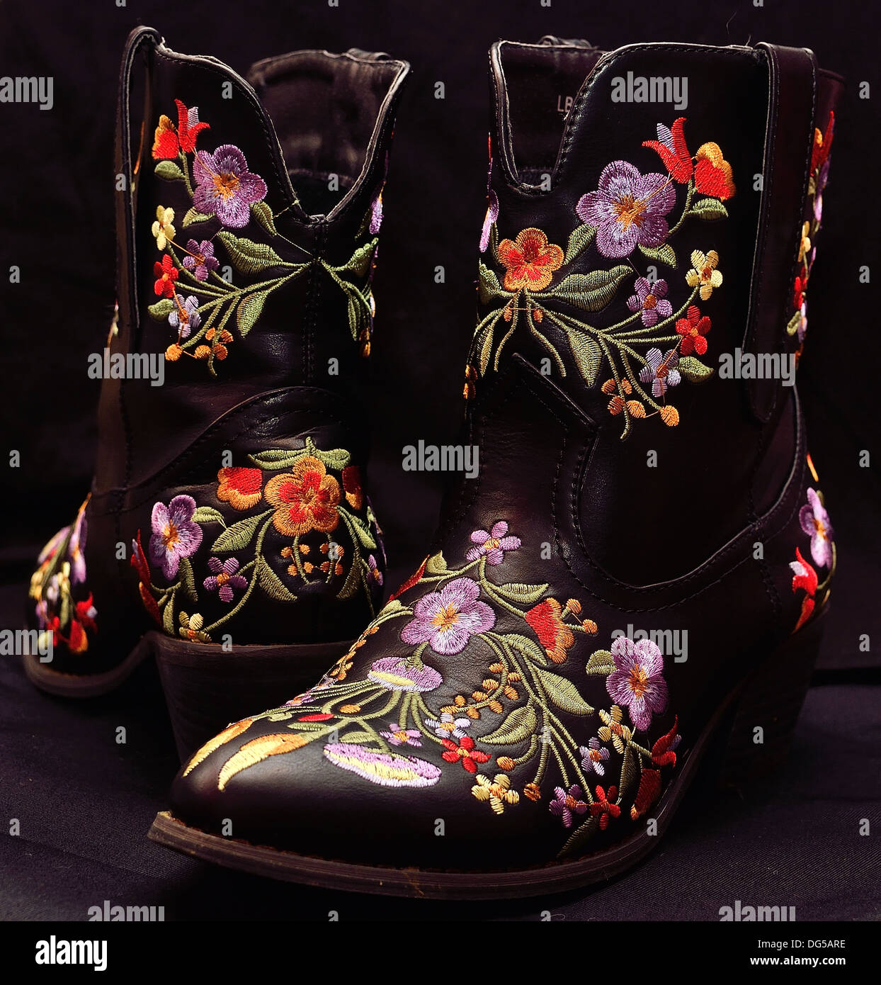 black embroidered cowboy boots