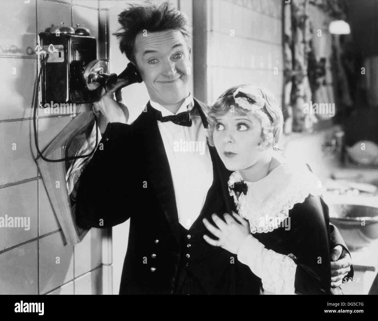 Stan Laurel and Edna Marion, on-set of the Film, 'From Soup to Nuts', Metro-Goldwyn-Mayer, 1928 Stock Photo
