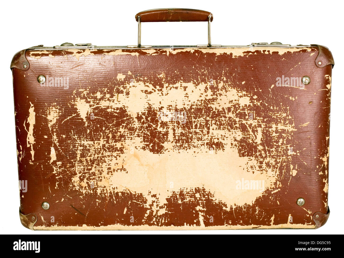 Vintage old brown suitcase on white isolated background Stock Photo - Alamy