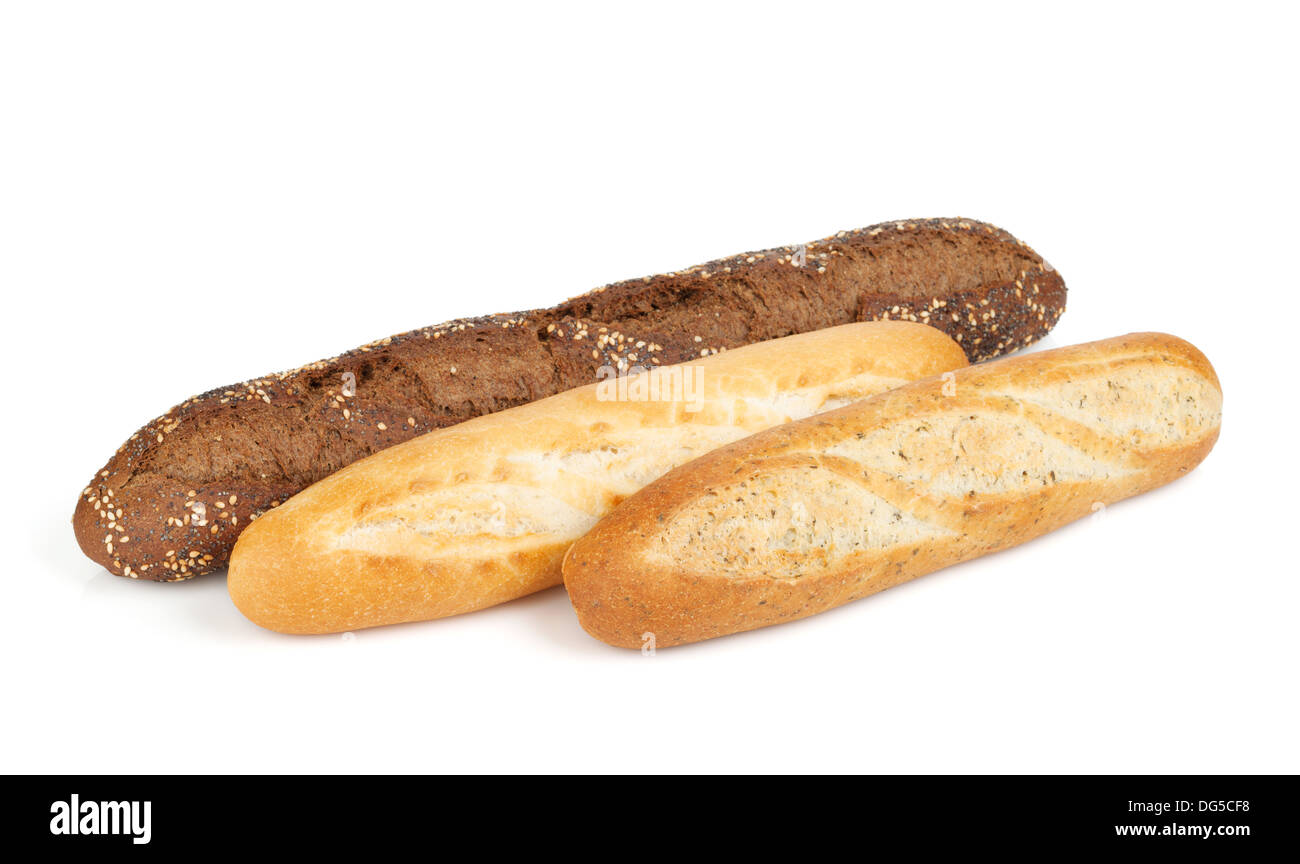 Various of french baguette. Isolated on white background Stock Photo ...