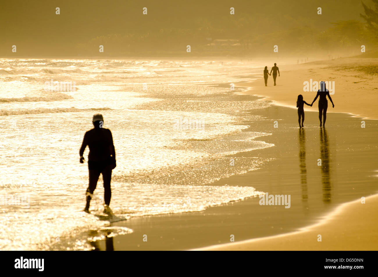 people walking at Guaeca beach, Sao Sebastiao city, shore of Sao Paulo state, Brazil Stock Photo