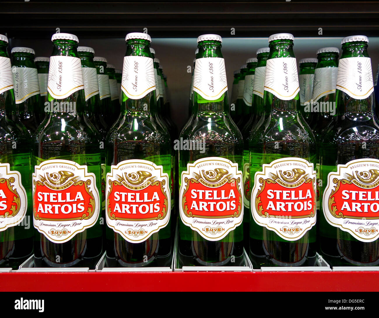 bottles of stella artois Stock Photo