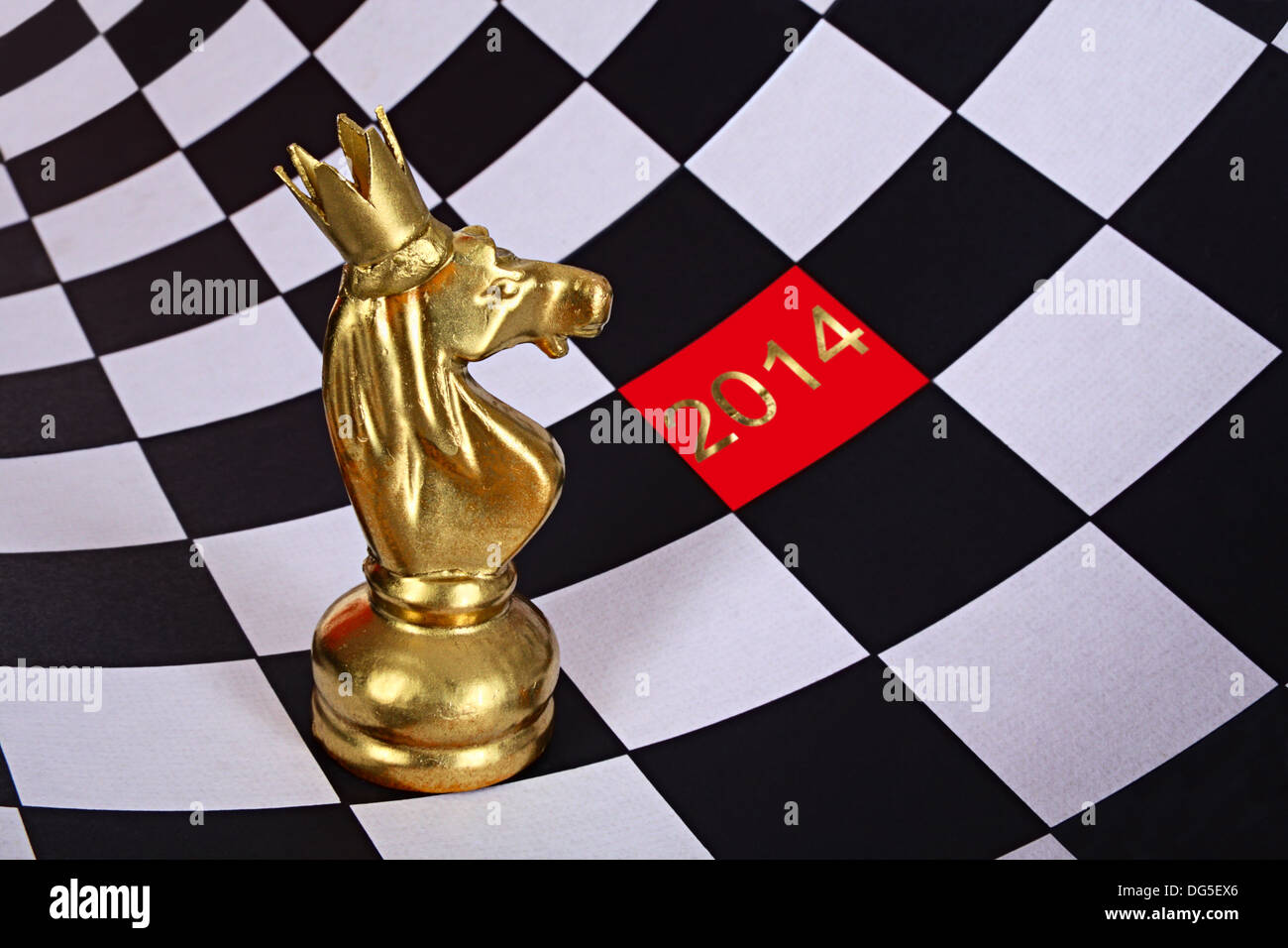 New Year gold horse in infinity space and perpetuity Stock Photo