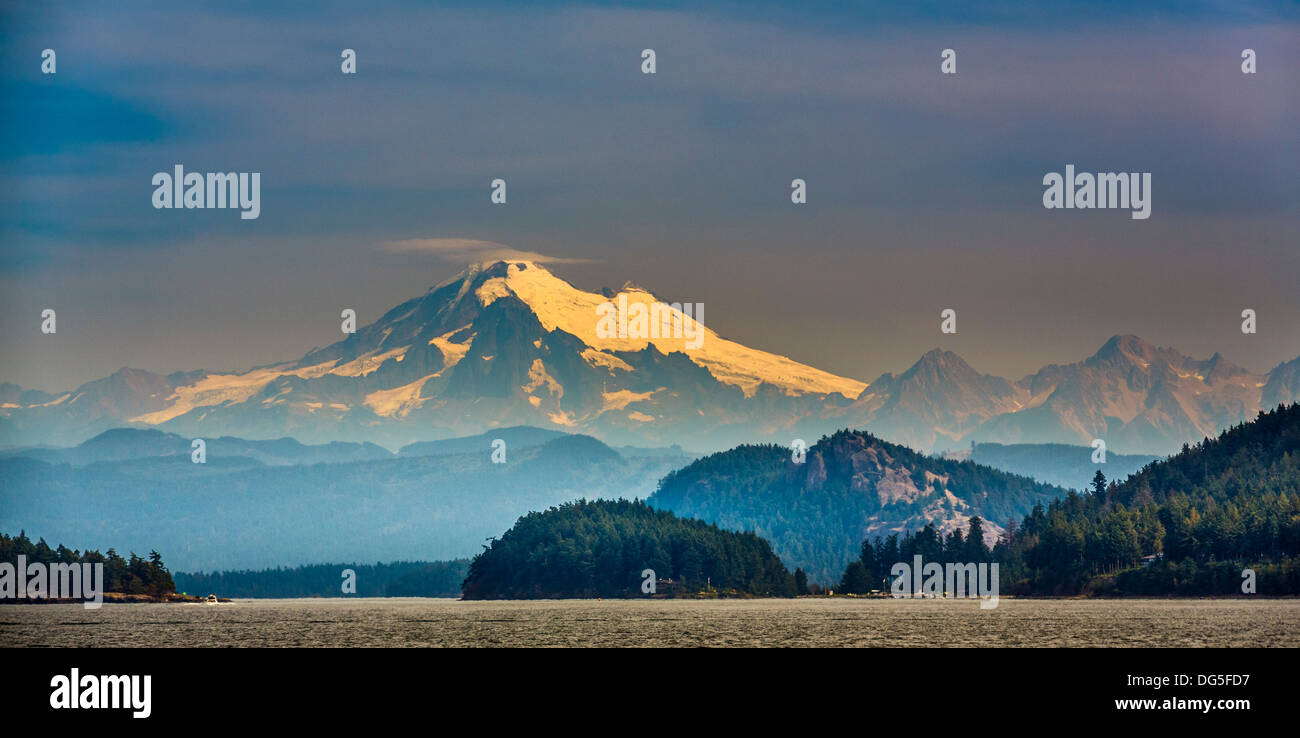 Mount Baker in Washington state, USA, as seen from the San Juan Islands Stock Photo