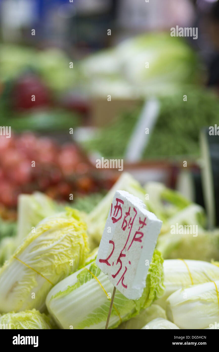 Fresh cabbage for sale in local market in China Stock Photo