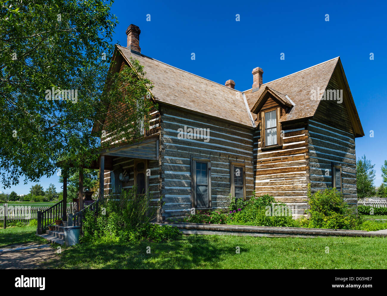 The 19thC Tinsley House homestead, a living history exhibit at the Museum of the Rockies, Bozeman, Montana, USA Stock Photo