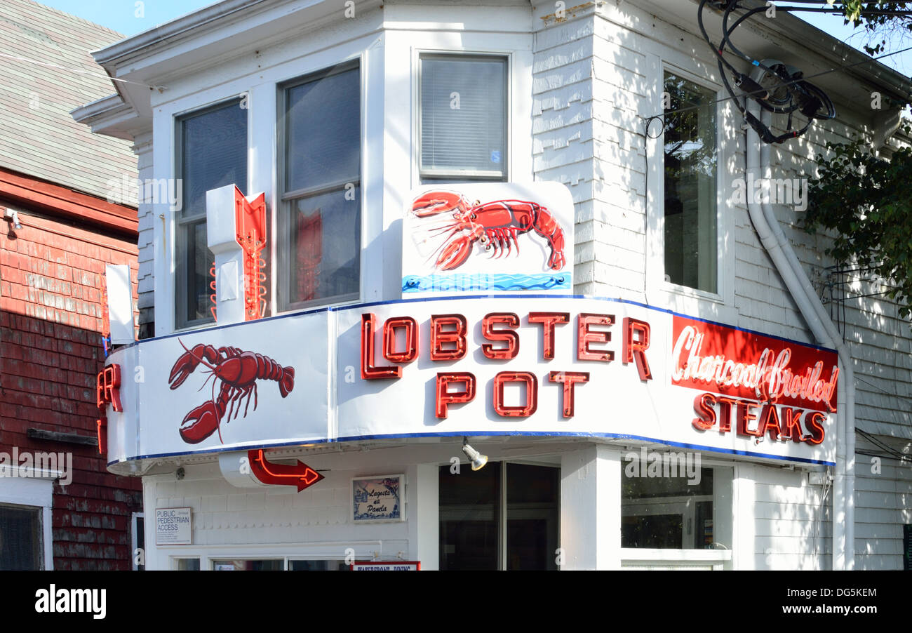 Seafood restaurant on scenic street in seaside Provincetown Cape Cod Massachusetts USA Stock Photo