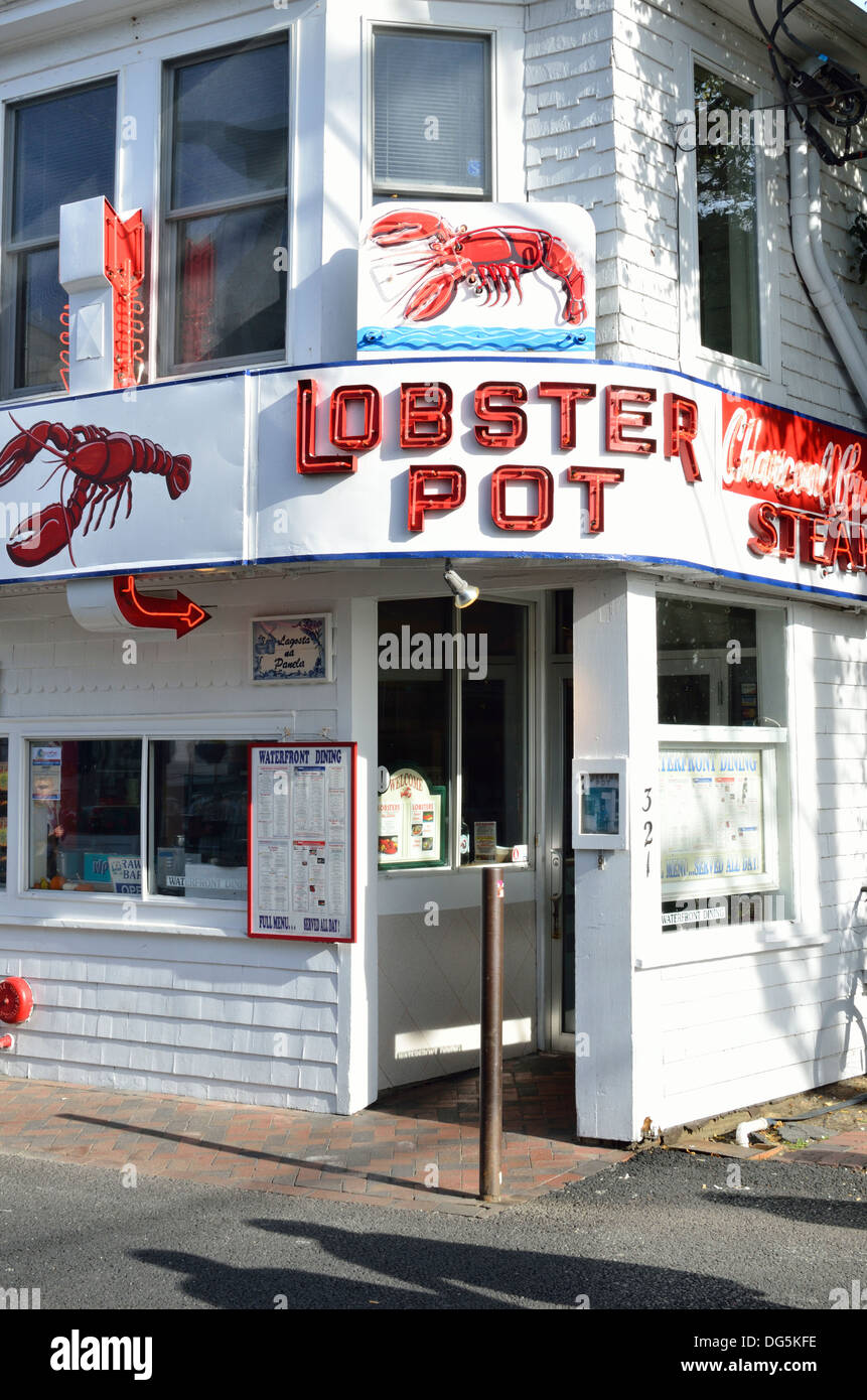 Seafood restaurant on scenic street in seaside town of Provincetown Cape Cod Massachusetts USA Stock Photo