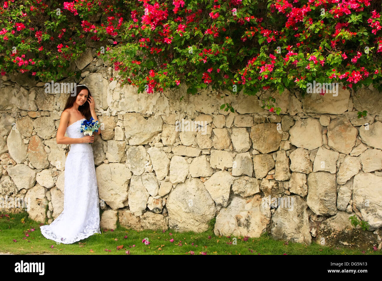 Stone wall flowers hi-res stock photography and images - Alamy