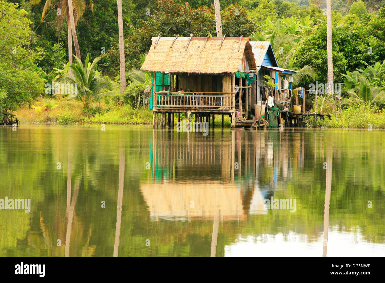 Stilt houses, Ream National Park, Cambodia, Southeast Asia Stock Photo