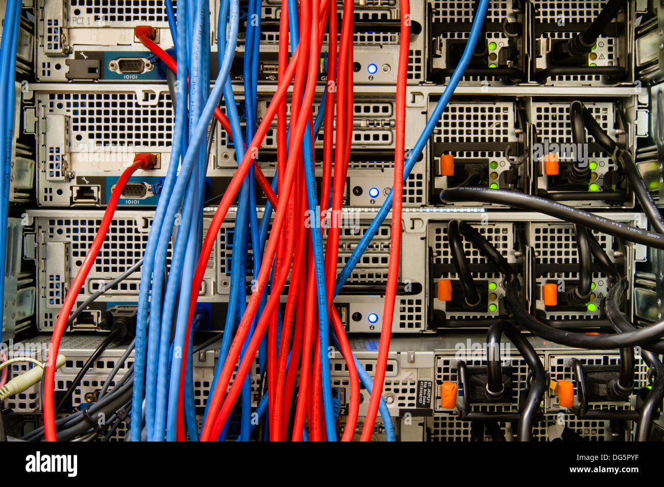 Computer server rack in cloud computing data center Stock Photo