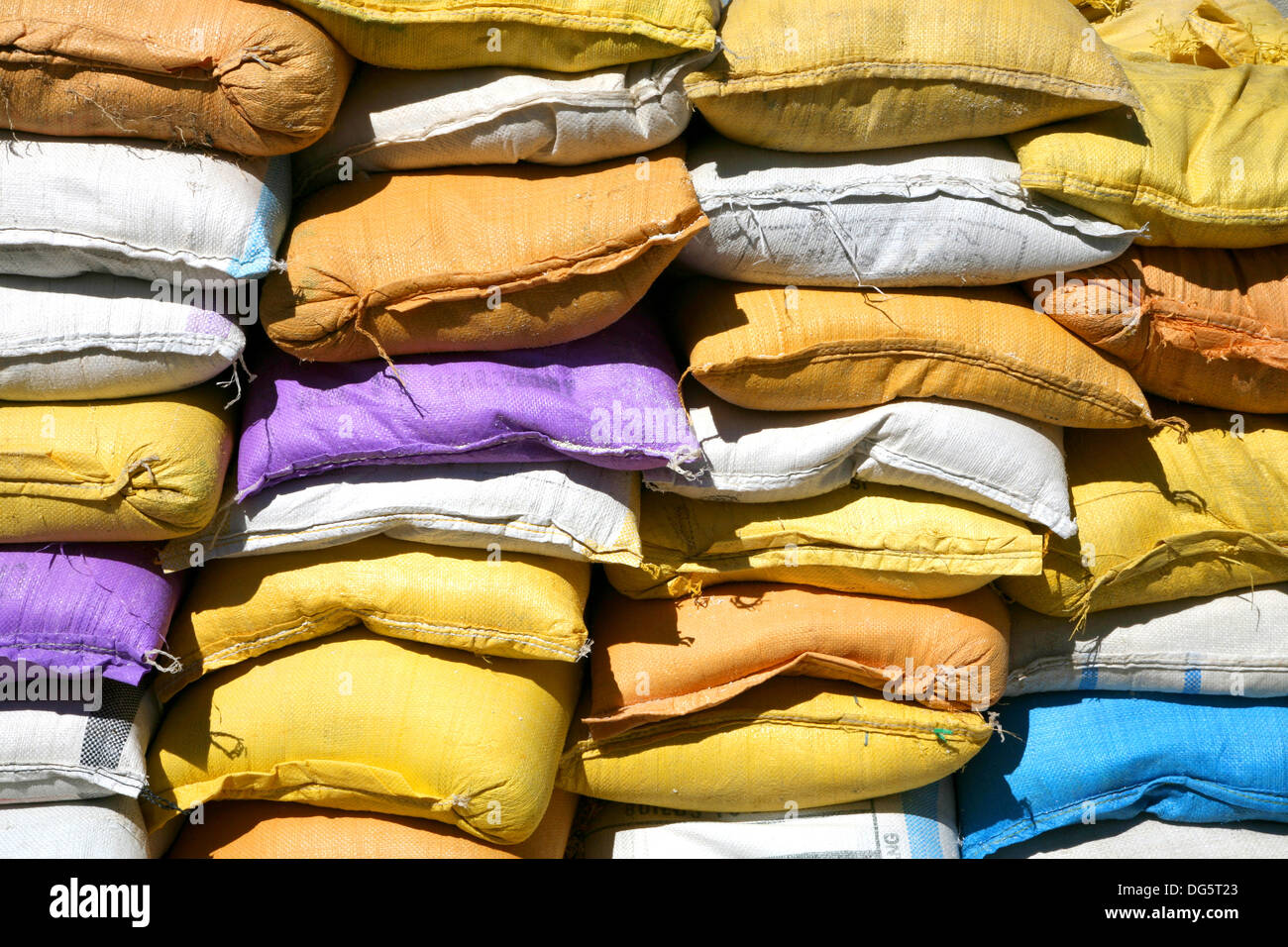 Colored sand bags in Maldives Stock Photo Alamy