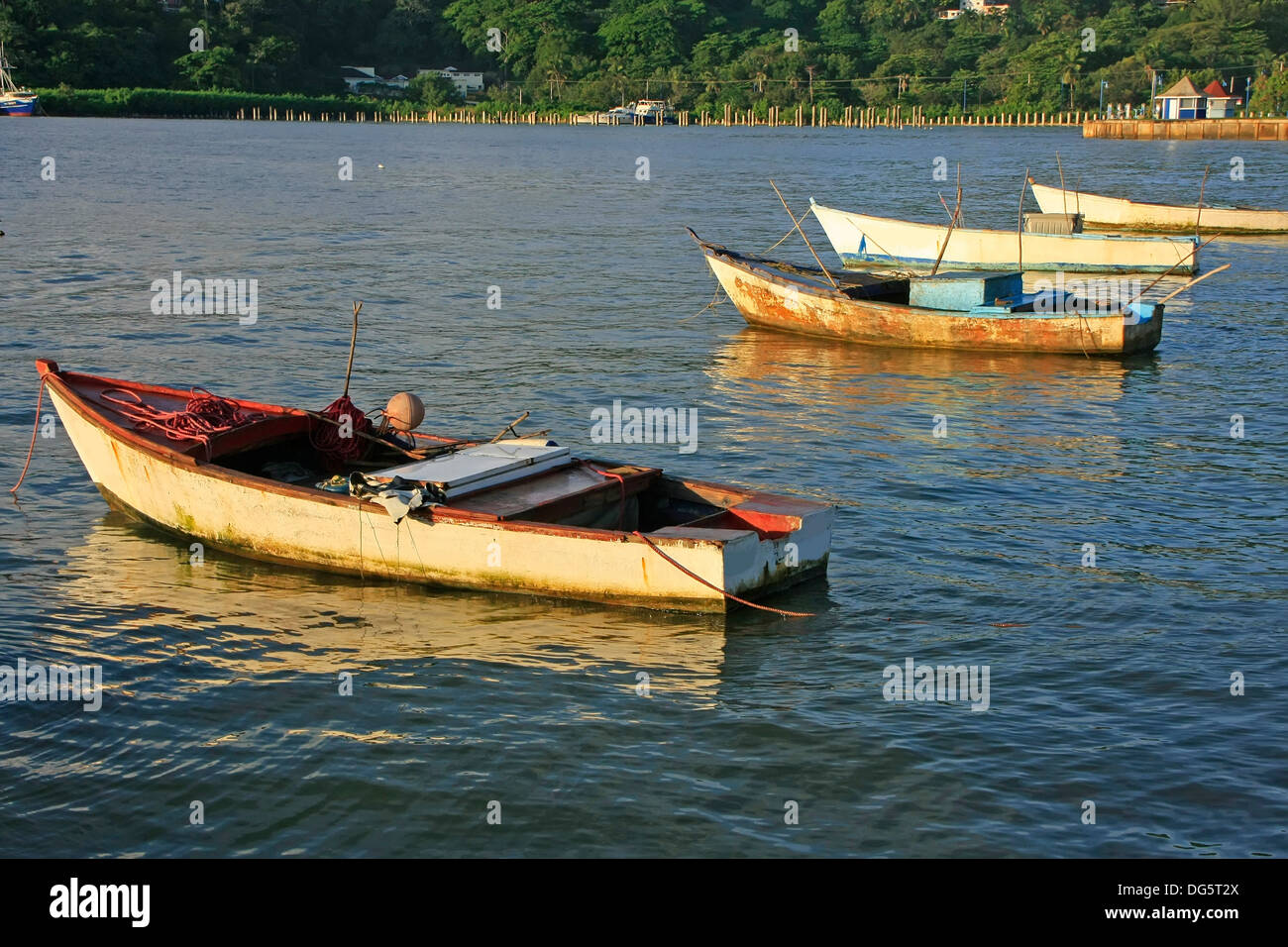 Old boats at Samana port, Dominican Republic Stock Photo