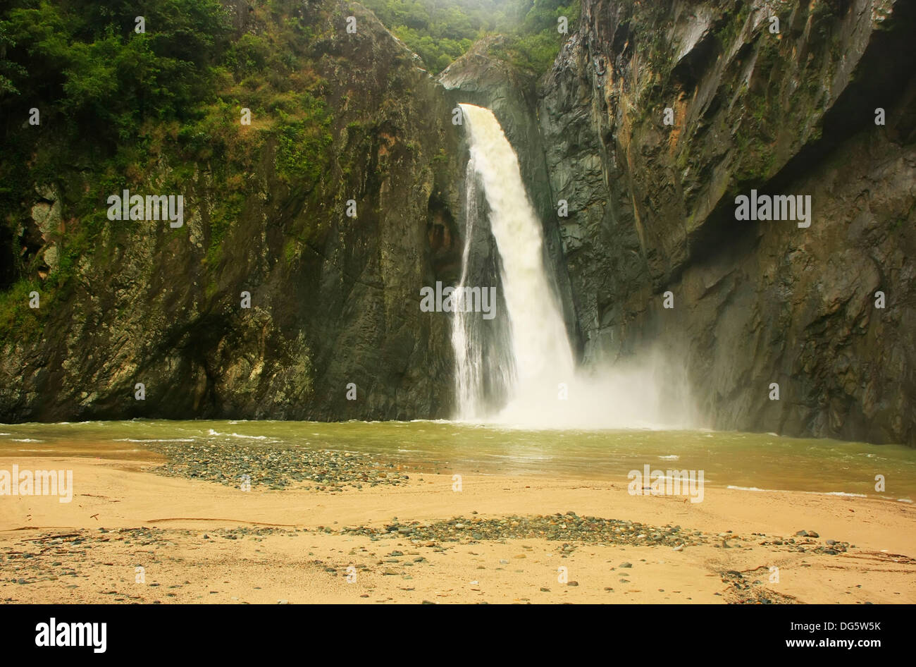 Salto Jimenoa Uno waterfall, Jarabacoa, Dominican Republic Stock Photo