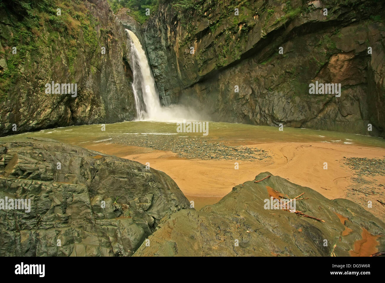 Salto Jimenoa Uno waterfall, Jarabacoa, Dominican Republic Stock Photo