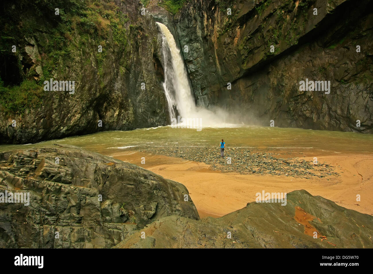 Salto Jimenoa Uno waterfall, Jarabacoa, Dominican Republic Stock Photo
