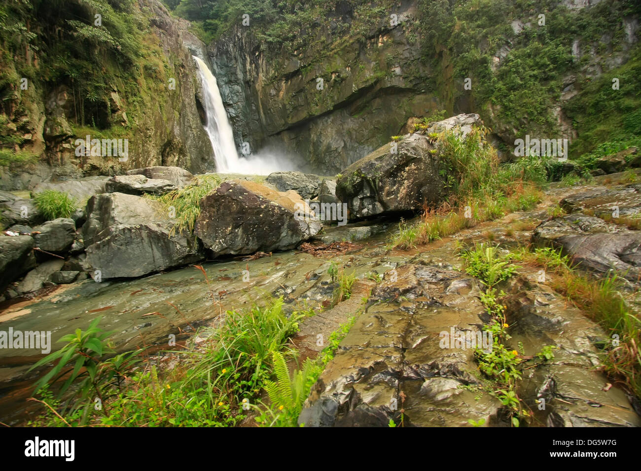 Salto Jimenoa Uno waterfall, Jarabacoa, Dominican Republic Stock Photo