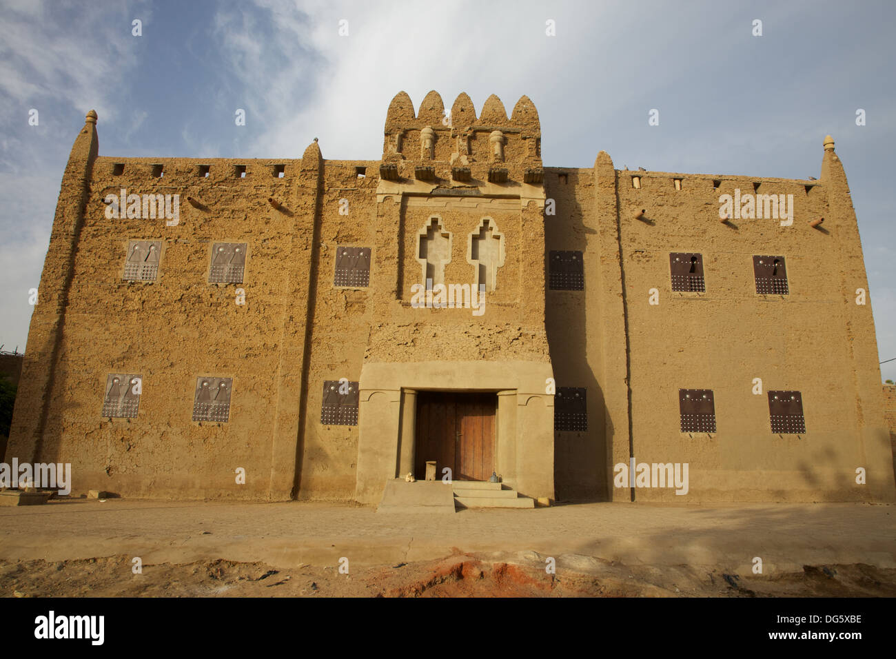 Public building - traditional mud building in Mali. Stock Photo